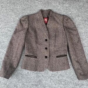 Vintage‎ 80s herringbone Tweed Blazer with Shoulder Pads | Dark Academia Jacket